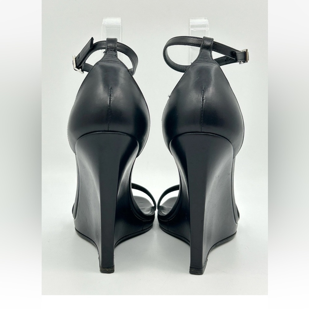 Saint Laurent Jane Black Wedge Sandals - Picture 3 of 8